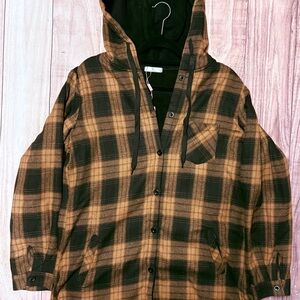HOTOUCH Women Flannel Fleece Shacket Jacket Plaid Size M